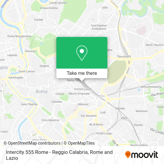 Intercity 555 Rome - Reggio Calabria map