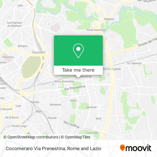 Cocomeraro Via Prenestina map