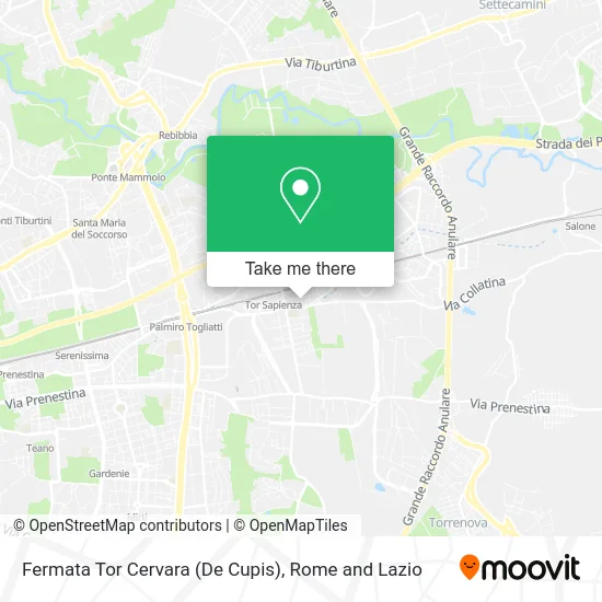 Tor Cervara Stop (De Cupis) map