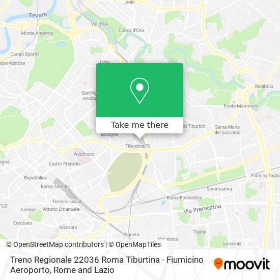Treno Regionale 22036 Roma Tiburtina - Fiumicino Aeroporto map