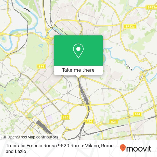 Trenitalia Freccia Rossa 9520 Roma-Milano map