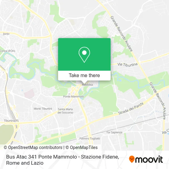 Atac Bus 341 Ponte Mammolo - Fidene Station map