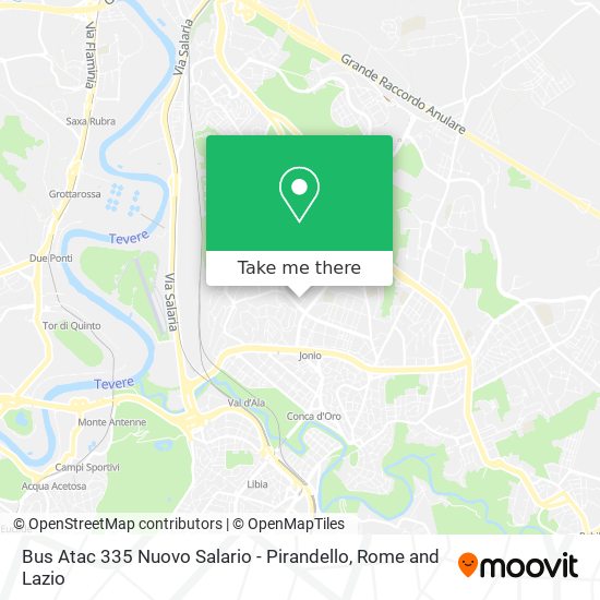 Bus Atac 335 Nuovo Salario - Pirandello map