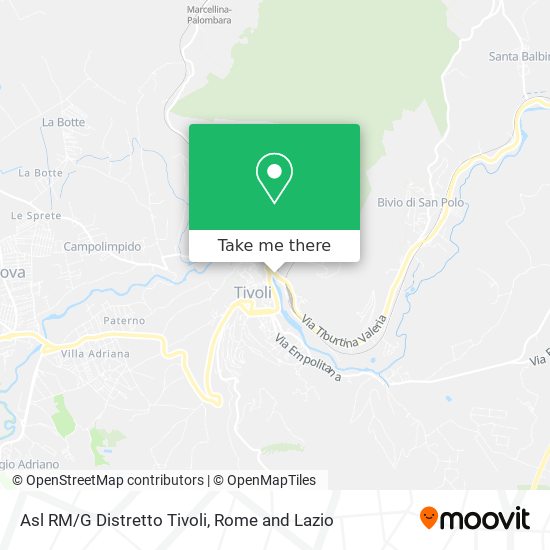 Asl RM/G Distretto Tivoli map