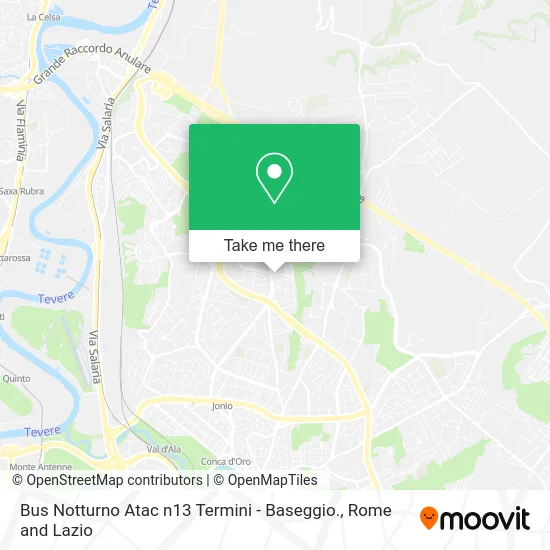 Night Bus Atac n13 Termini - Baseggio map