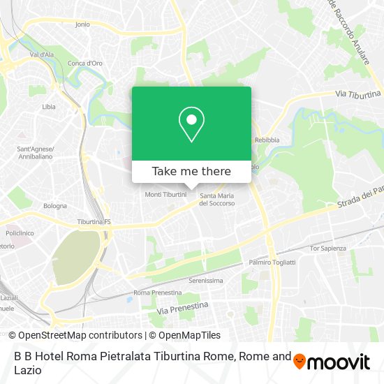B B Hotel Roma Pietralata Tiburtina Rome map