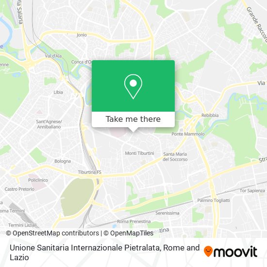 Unione Sanitaria Internazionale Pietralata map