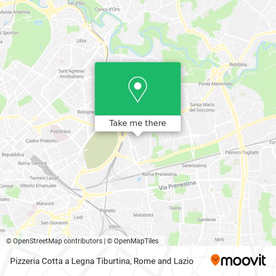Pizzeria Cotta a Legna Tiburtina map