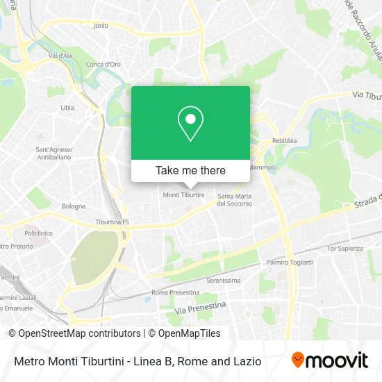 Monti Tiburtini Metro Station - Line B map