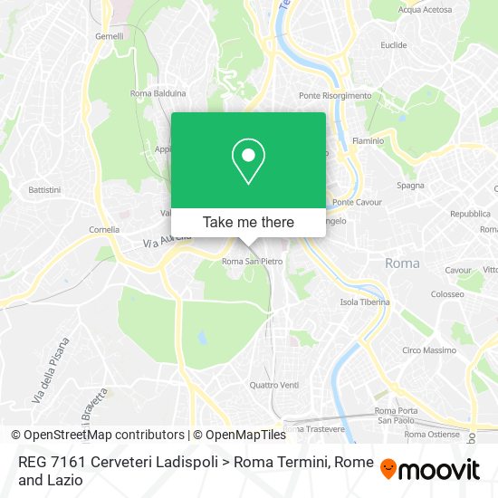REG 7161 Cerveteri Ladispoli > Roma Termini map
