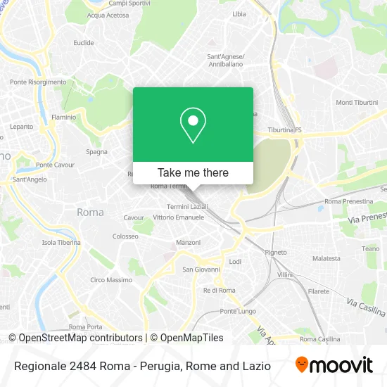 Regional 2484 Rome - Perugia map