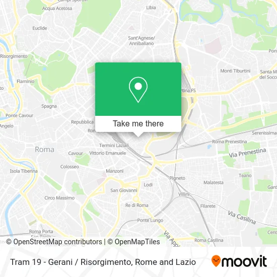 Tram 19 - Gerani / Risorgimento map