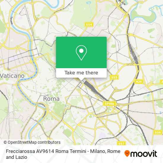 Frecciarossa AV9614 Roma Termini - Milano map