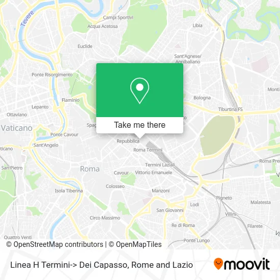 Linea H Termini-> Dei Capasso map