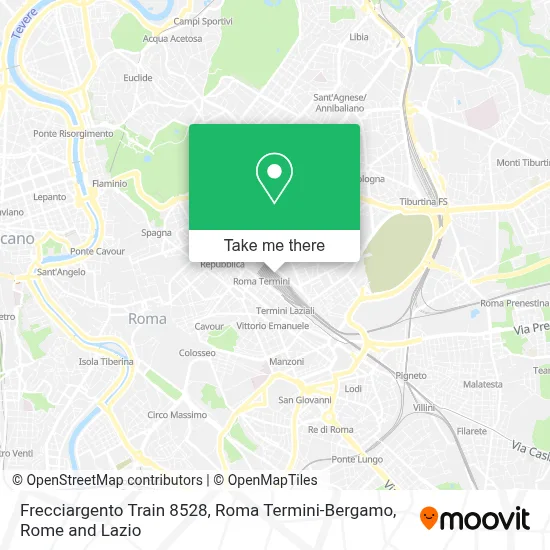 Frecciargento Train 8528, Roma Termini-Bergamo map