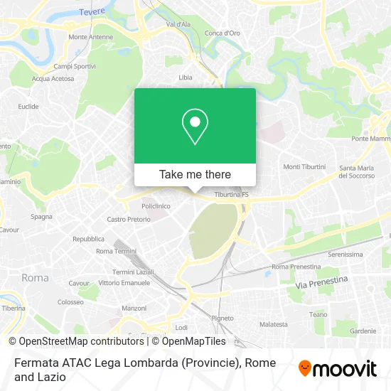 ATAC Bus Stop Lega Lombarda (Provinces) map