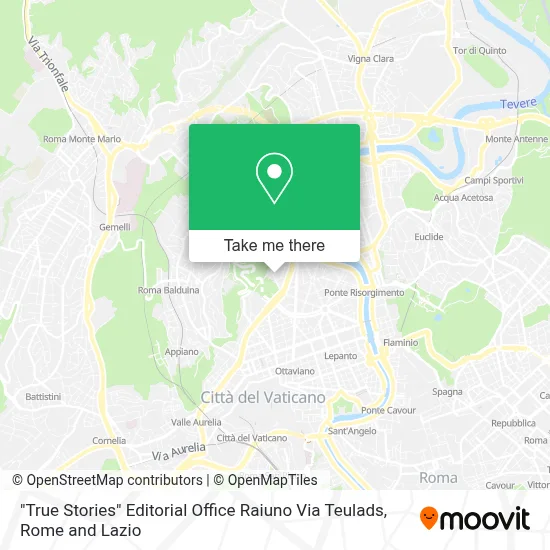 "True Stories" Editorial Office Raiuno Via Teulads map