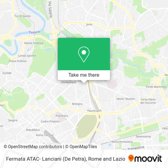 ATAC Stop - Lanciani (De Petra) map