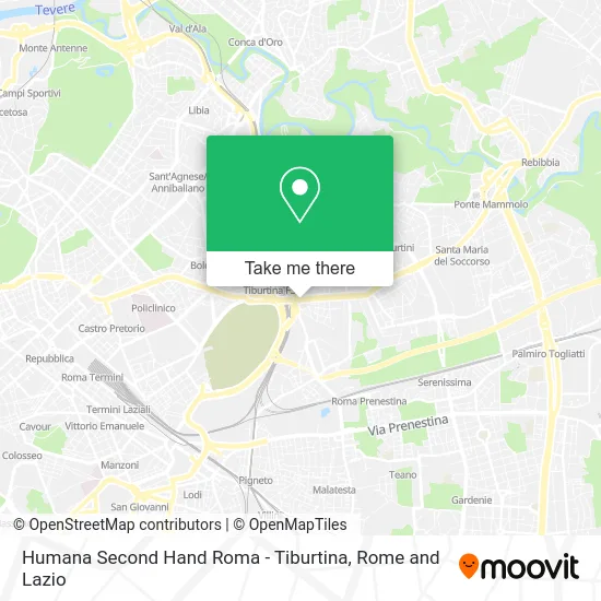 Humana Second Hand Roma - Tiburtina map