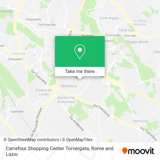 Carrefour Shopping Center Torvergata map