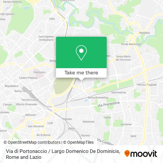 Via di Portonaccio / Largo Domenico De Dominicis map