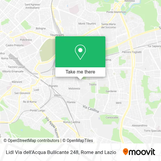 Lidl Via dell'Acqua Bullicante 248 map