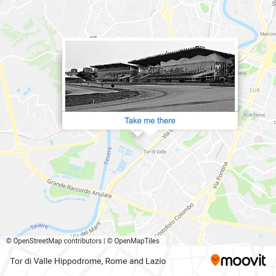 Tor di Valle Hippodrome map