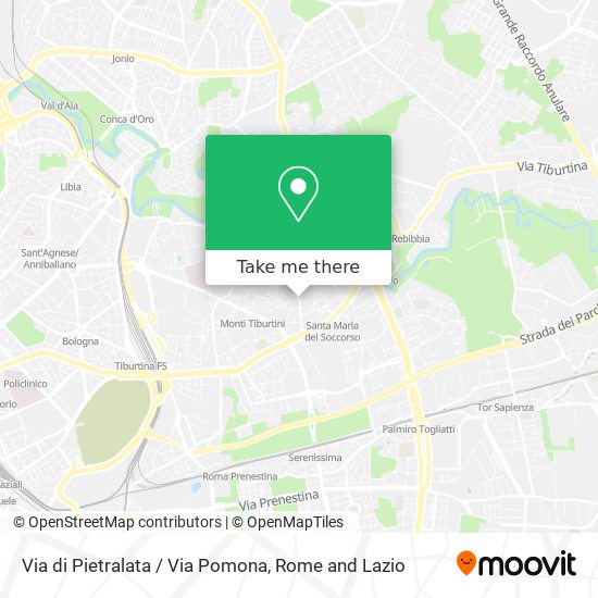 Via di Pietralata / Via Pomona map