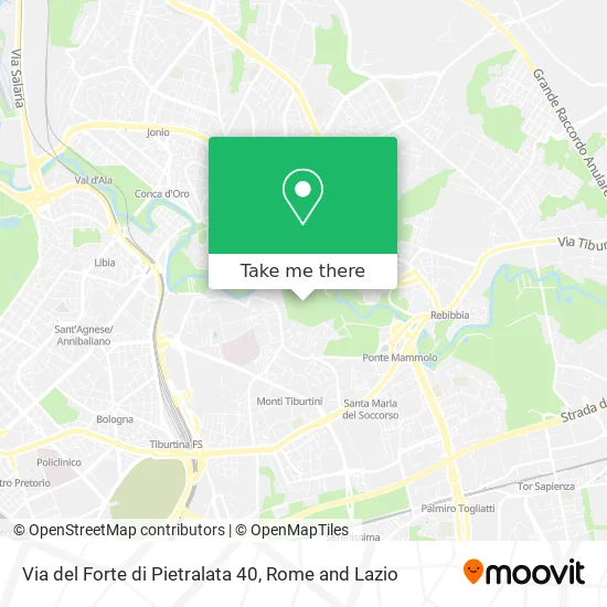 Forte di Pietralata Street 40 map