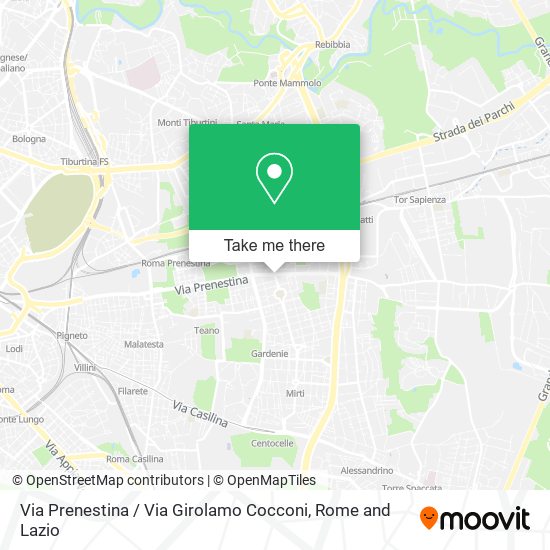 Via Prenestina / Via Girolamo Cocconi map