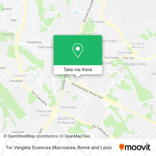 Tor Vergata Sciences Macroarea map