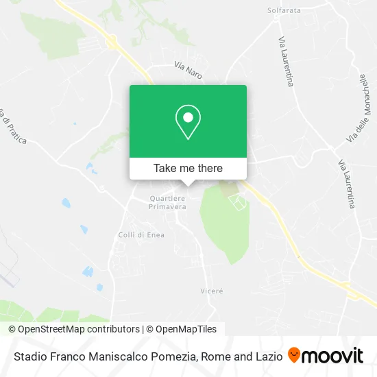 Franco Maniscalco Stadium Pomezia map