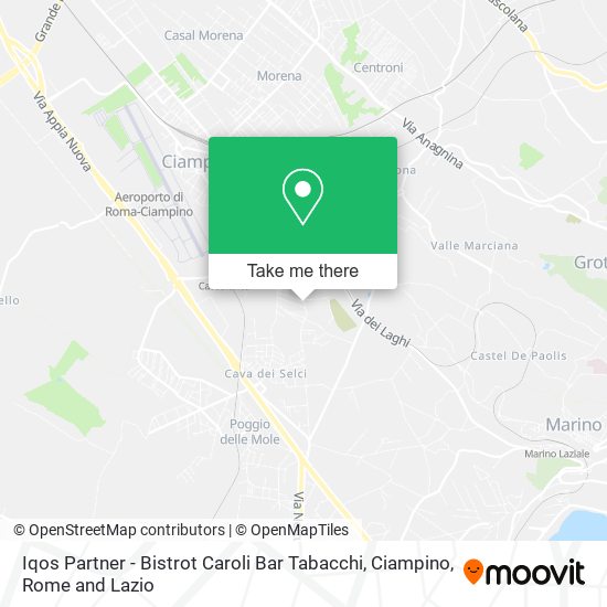 Iqos Partner - Bistrot Caroli Bar Tabacchi, Ciampino map