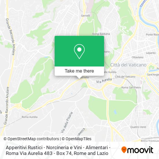 Apperitivi Rustici - Norcineria e Vini - Alimentari - Roma Via Aurelia 483 - Box 74 map