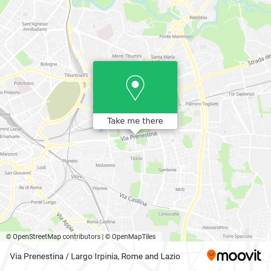 Via Prenestina / Largo Irpinia map