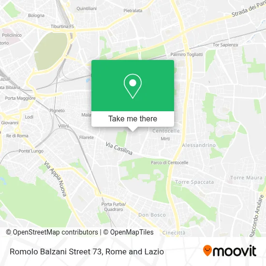 Romolo Balzani Street 73 map