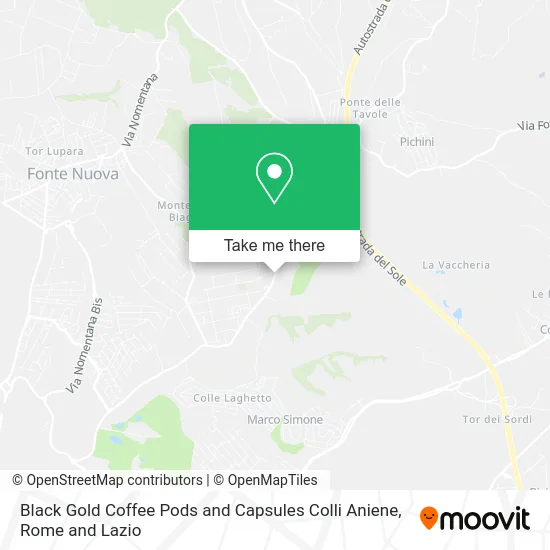 Black Gold Coffee Pods and Capsules Colli Aniene map
