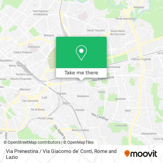 Via Prenestina / Via Giacomo de' Conti map
