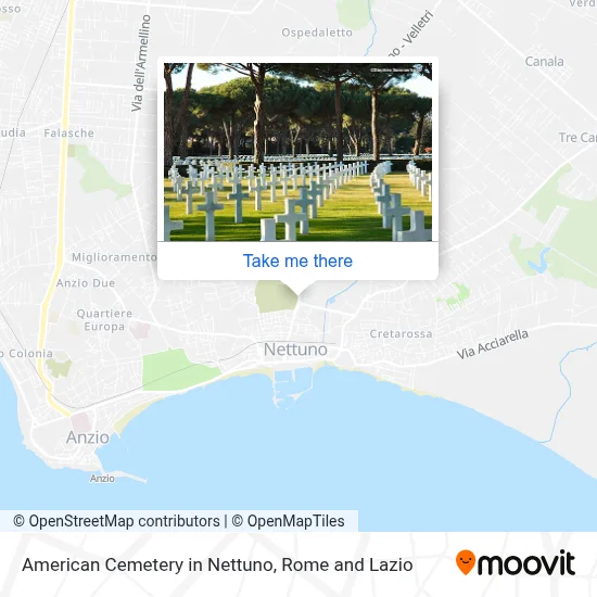 American Cemetery in Nettuno map