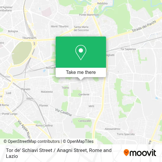 Tor de' Schiavi Street / Anagni Street map