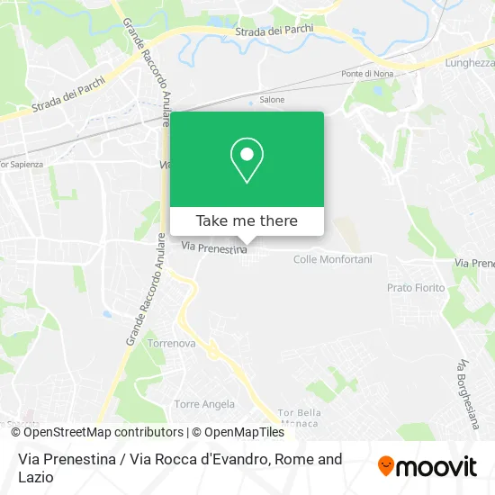 Via Prenestina / Via Rocca d'Evandro map