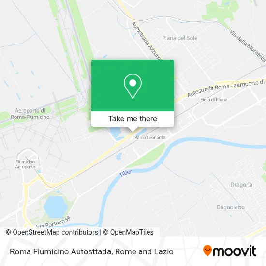 Roma Fiumicino Autosttada map