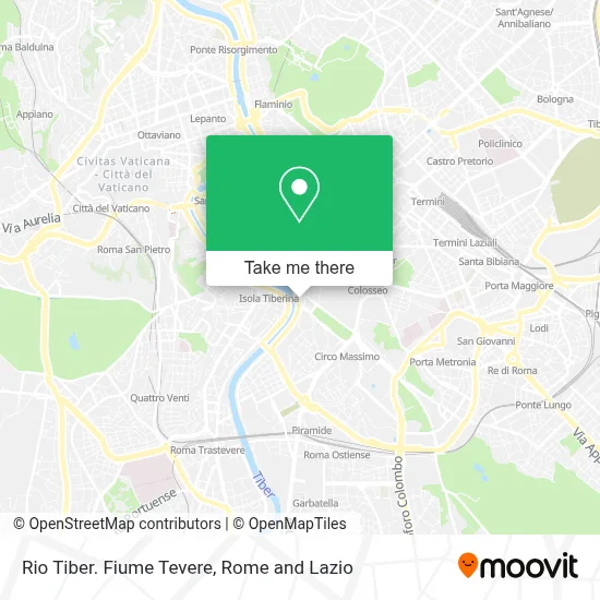 Rio Tiber. Fiume Tevere map
