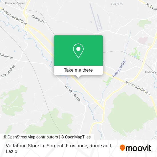 Vodafone Store Le Sorgenti Frosinone map