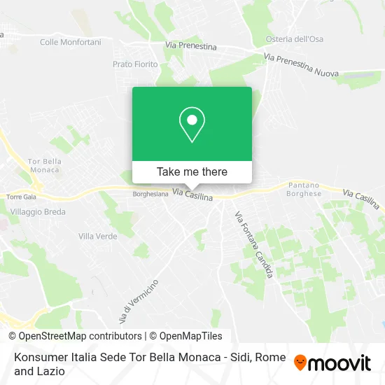 Konsumer Italia Sede Tor Bella Monaca - Sidi map