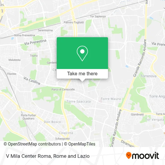 V Mila Center Roma map