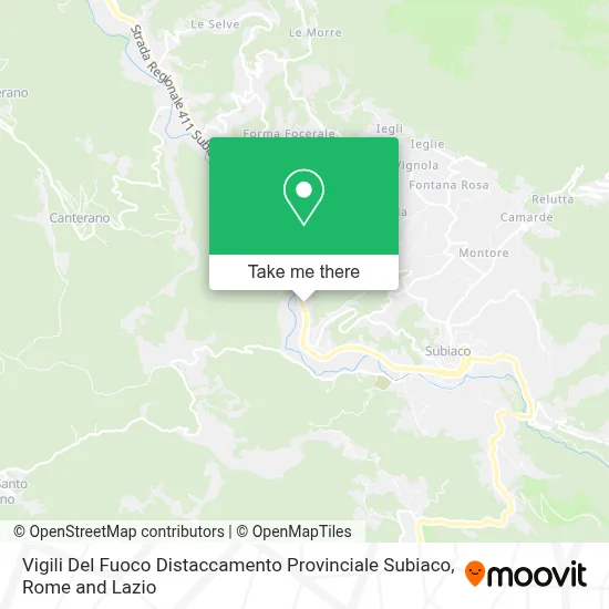 Vigili Del Fuoco Distaccamento Provinciale Subiaco map