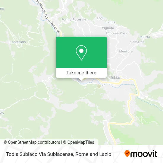 Todis Subiaco Via Sublacense map
