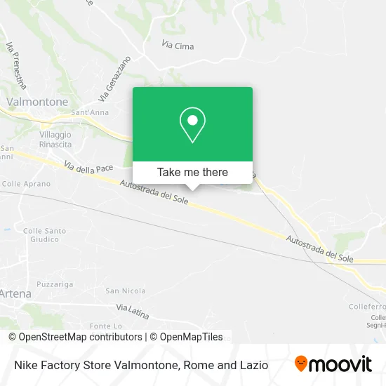 Nike Factory Store Valmontone map