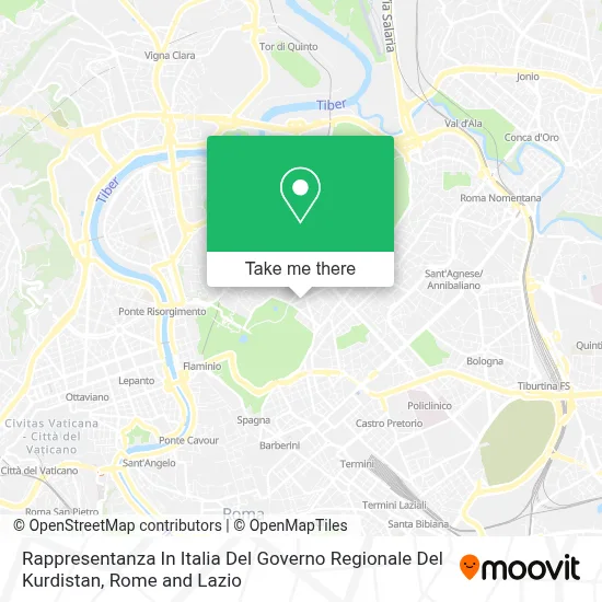 Rappresentanza In Italia Del Governo Regionale Del Kurdistan map